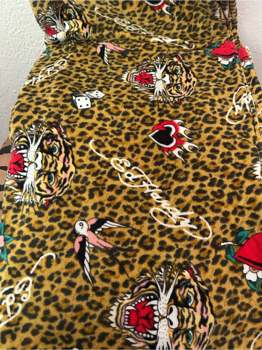 NEW Ed Hardy 4-Piece Leopard Print 100% Cotton Bath Towel Set